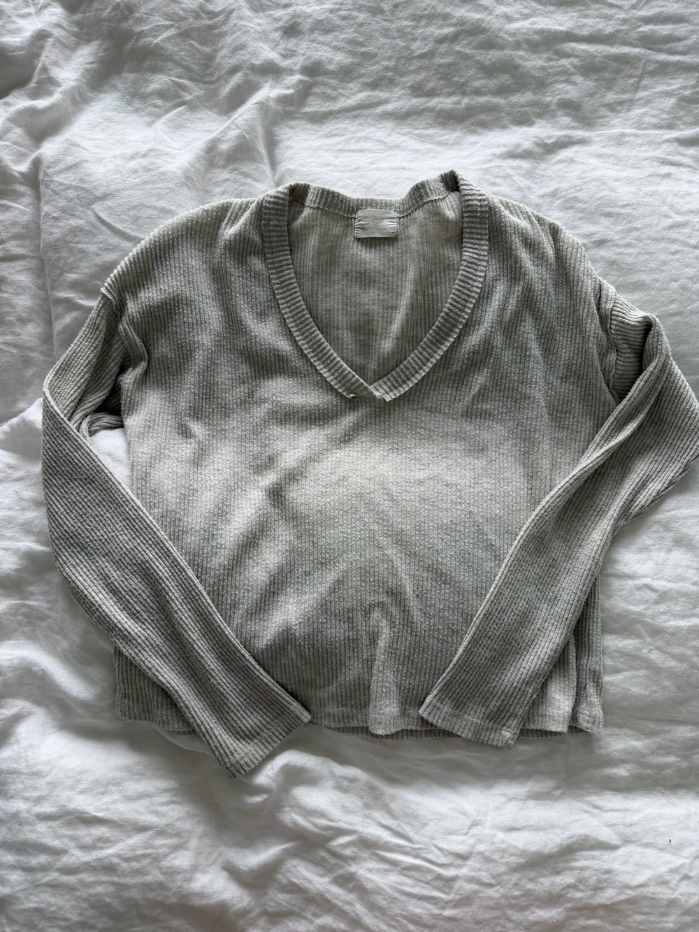 Light Gray V-Neck Women's Sweater